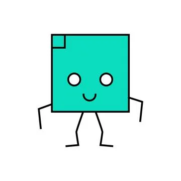 Square geometric shape character icon color illustration Stock Illustration