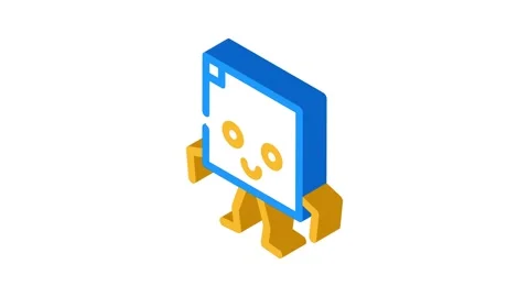 Square geometric shape character isometric icon animation Stock Footage 327295914
