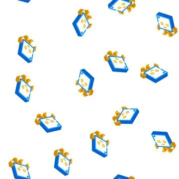 Square geometric shape character isometric icon seamless pattern Stock Illustration