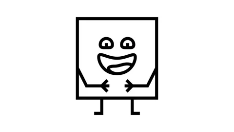 Square geometric shape character line icon animation Stock Footage 326138711