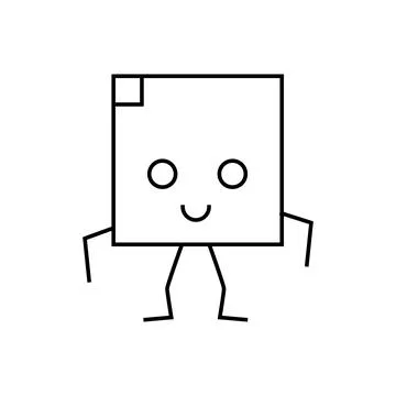 Square geometric shape character line icon vector illustration Stock Illustration