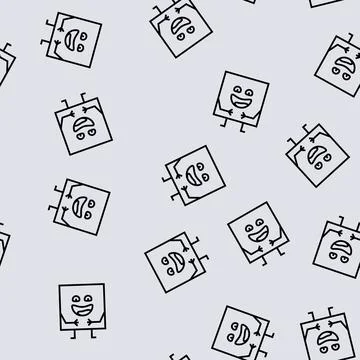 Square geometric shape character line seamless pattern Illustrazione stock