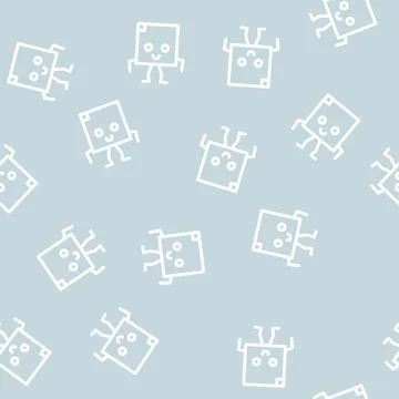 Square geometric shape character line vector seamless pattern Illustrazione stock