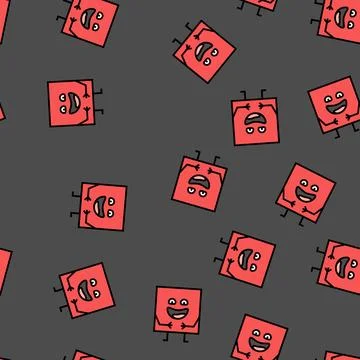 Square geometric shape character vector seamless pattern 스톡 일러스트