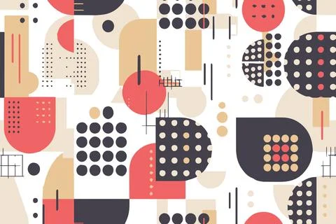 Square geometric shapes seamless pattern. Retro color funky cartoon isolated 스톡 일러스트