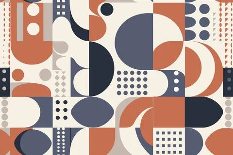 Square geometric shapes seamless pattern. Retro color funky cartoon isolated Stock Illustration