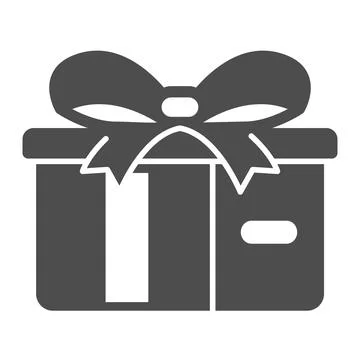 Square gift box and a bow solid icon, holiday concept, present packing vector Illustrazione stock