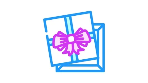 Square gift box color icon animation Stock Footage 327271557