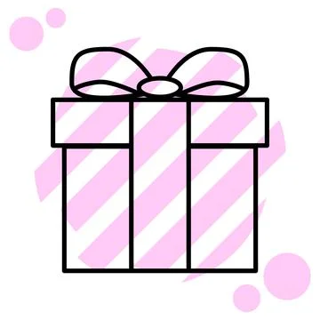 Square Gift box icon. Parcel with ribbon bow. simple flat illustration. Vecto Illustrazione stock