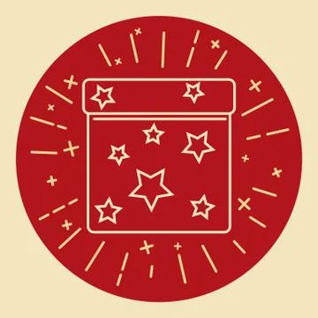 Square gift box icon in thin line style Stock Illustration