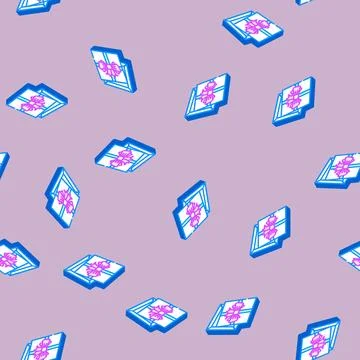Square gift box isometric icon seamless pattern Stock Illustration