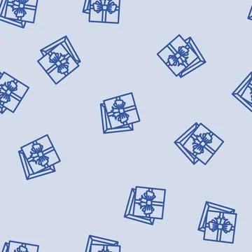 Square gift box line vector seamless pattern Stock Illustration