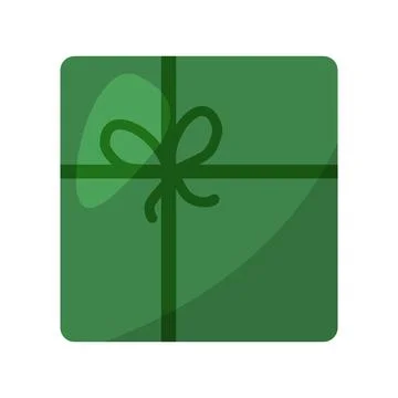 Square gift box wrapped in green paper tied with rope, vector Stock Illustration