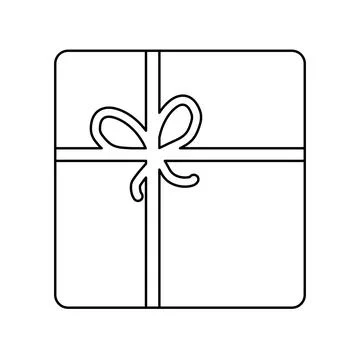 Square gift box wrapped in paper tied with rope, doodle style flat vector Stock Illustration