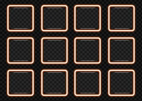 Square glassmorphism ui frames with glowing orange borders Stock Illustration