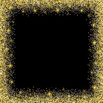Square glitter gold frame with sparkles Stock Illustration