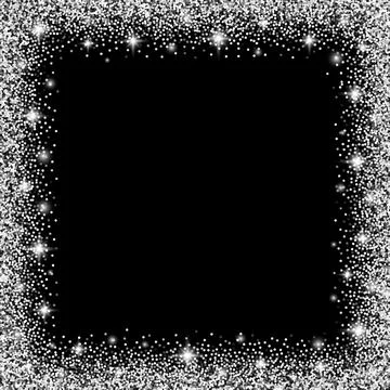 Square glitter silver frame with sparkles Stock Illustration