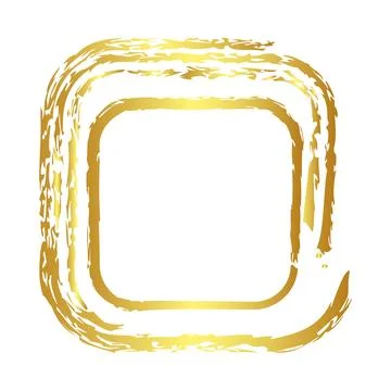 Square gold crayon vector simple sketch, isolated on white Stock Illustration