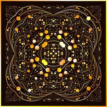 Square gold curl vector pattern Illustrazione stock