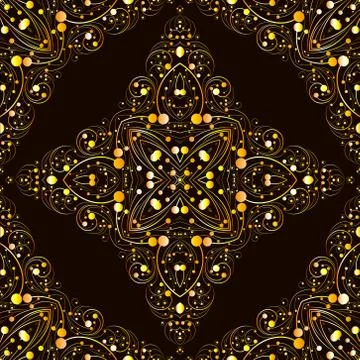 Square gold curl vector pattern イラスト素材