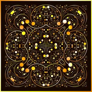Square gold curl vector pattern 스톡 일러스트