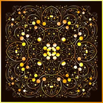 Square gold curl vector pattern Stock Illustration