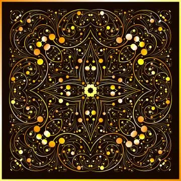 Square gold curl vector pattern Stock Illustration