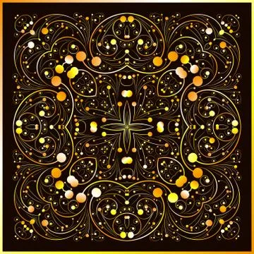 Square gold curl vector pattern Illustrazione stock