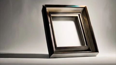 Square gold plated 3D frame slowly rotating screen light background. 動画素材 273954739