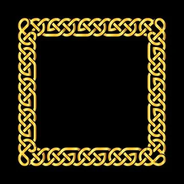 Square golden celtic knots vector frame Illustrazione stock