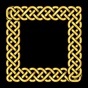 Square golden celtic knots vector frame Illustrazione stock