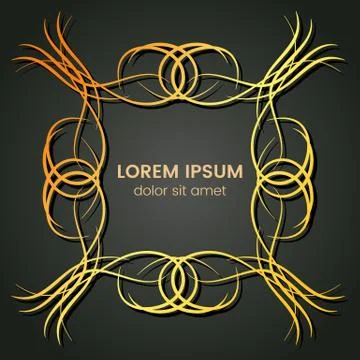 A square golden monogram element on a dark background Stock Illustration