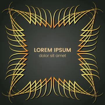 A square golden monogram element on a dark background Stock Illustration
