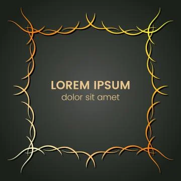 A square golden monogram element on a dark background Stock Illustration