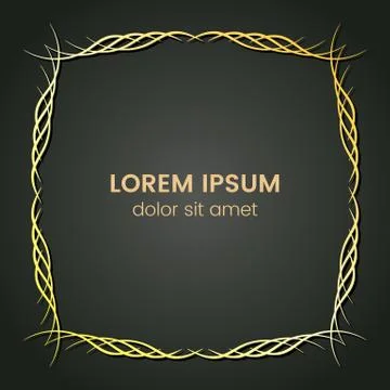 A square golden monogram element on a dark background Stock Illustration