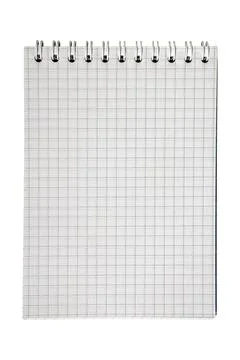 Square graph paper sheet with spiral binding for technical calculations Stock Photos