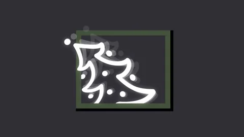 Square with green frame and white christmas tree bending in grey background. Stock Footage 249831772
