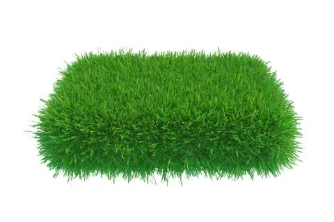Square of green grass field over white background Illustrazione stock