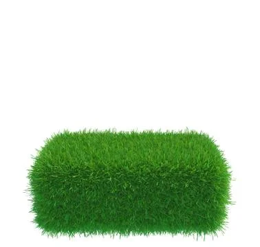Square of green grass field over white background Stock Illustration