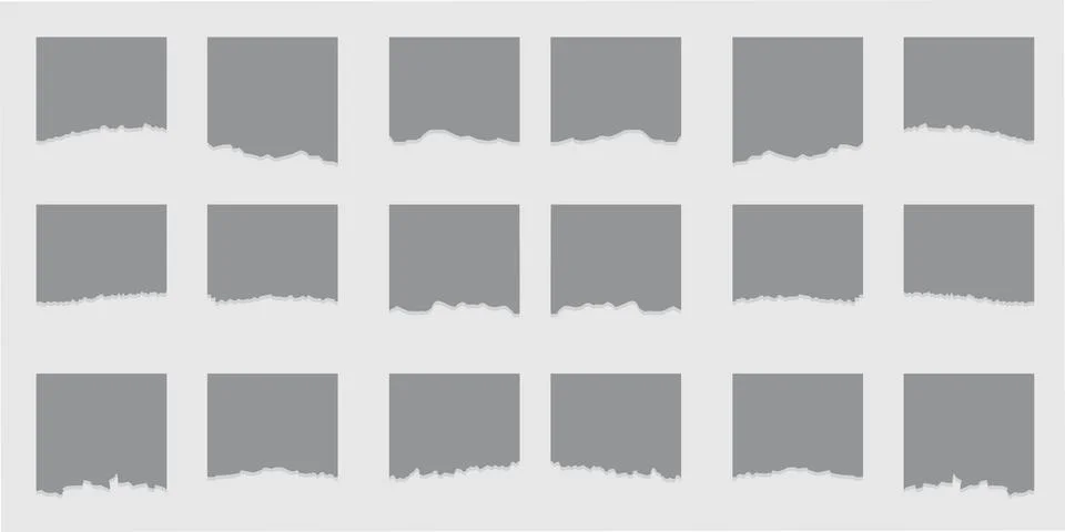 Square Grey Torn Paper Frames Vector Stock Illustration