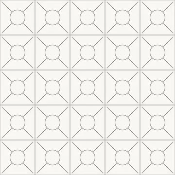 Square grid with circle centers seamless pattern in minimal line design Stock Illustration
