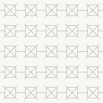 Square grid connected by horizontal lines seamless pattern in minimal line Stock Illustration