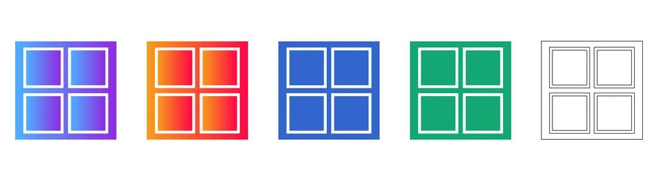 Square Grid Layout Icons in Gradient and Line Art Stockillustratie
