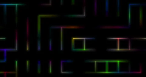 A square grid of multi-colored neon lines and crosshairs 库存影片 241103962