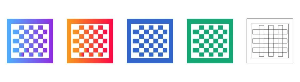 Square Grid Pattern Icon Set Stock Illustration