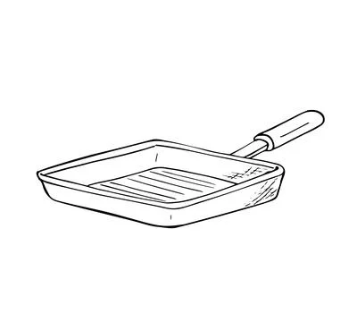 A square grill pan with a ridged surface for searing, grilling, and cooking.. Stock Illustration