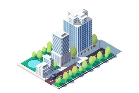 Square ground complex of administrative Stock Illustration