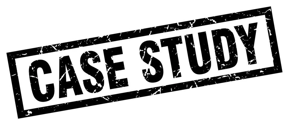 Square grunge black case study stamp Illustrazione stock