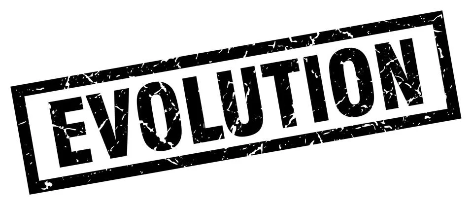 Square grunge black evolution stamp Stock Illustration