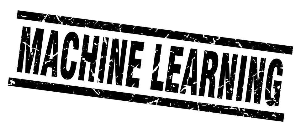 Square grunge black machine learning stamp Stock Illustration